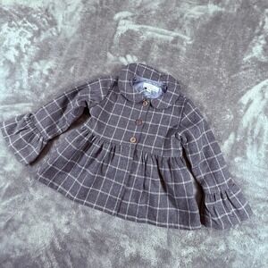 NWT Bailey's Blossoms Girls Plaid Ruffle Sleeve Button Front Jacket Coat 18-24M